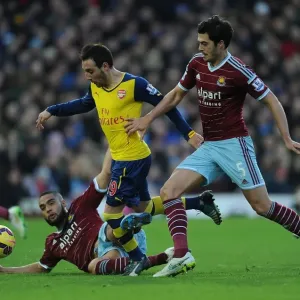 Arsenal's Santi Cazorla Wins Penalty Against West Ham United in Premier League Clash