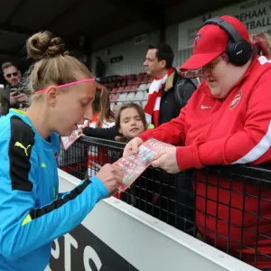 Arsenal's Sari van Veenendaal Signs Autographs After FA Cup Match Against Tottenham Ladies