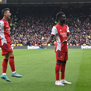 Arsenal's Sensational Young Stars: Saka and Martinelli Celebrate Victory Over Watford in the Premier League 2021-22