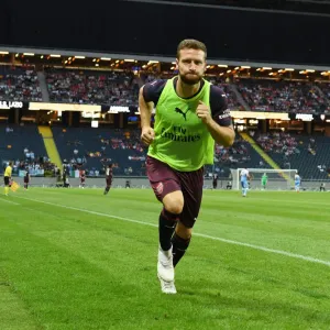 Arsenal's Shkodran Mustafi in Action against SS Lazio during Pre-Season Friendly in Stockholm, 2018 Arsenal's Shkodran Mustafi in Action against SS Lazio during Pre-Season Friendly in Stockholm, 2018