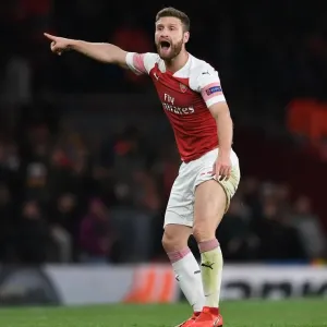 Arsenal's Shkodran Mustafi in Europa League Semi-Final Action vs Valencia