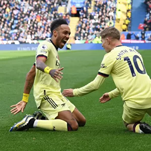 Arsenal's Smith Rowe and Aubameyang Celebrate Goals Against Leicester City (2021-22)