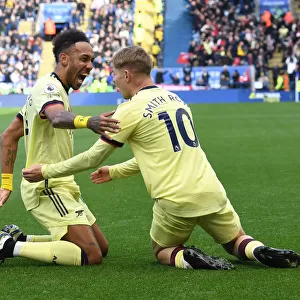Arsenal's Smith Rowe and Aubameyang Celebrate Goals in Leicester City Victory (2021-22)