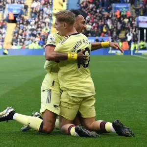 Arsenal's Smith Rowe and Aubameyang: Celebrating a Leicester City Victory Goal (2021-22)