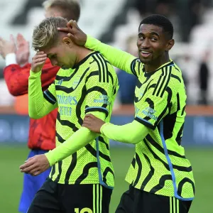 Arsenal's Smith Rowe and Nelson Celebrate Victory Over AFC Bournemouth in 2023-24 Premier League Arsenal's Smith Rowe and Nelson Celebrate Victory Over AFC Bournemouth in 2023-24 Premier League