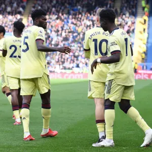 Arsenal's Smith Rowe and Partey Celebrate Goal Against Leicester City (2021-22)