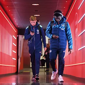 Arsenal's Smith Rowe and Saka Arrive Ahead of Arsenal v Liverpool (2021-22)