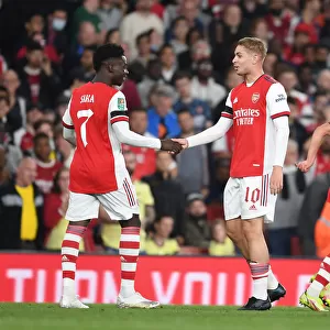 Arsenal's Smith Rowe and Saka: Unstoppable Duo Celebrates Goal in Carabao Cup Victory