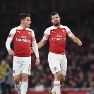 Arsenal's Sokratis in Europa League Action vs BATE Borisov at Emirates Stadium Arsenal's Sokratis in Europa League Action vs BATE Borisov at Emirates Stadium