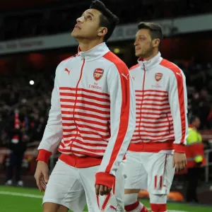 Arsenal's Star Duo: Sanchez and Ozil Before Arsenal v Leicester City (2015)