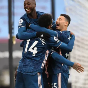 Arsenal's Star Forwards: Lacazette, Pepe, Aubameyang, and Martinelli Celebrate Goals Against West Ham Arsenal's Star Forwards: Lacazette, Pepe, Aubameyang, and Martinelli Celebrate Goals Against West Ham