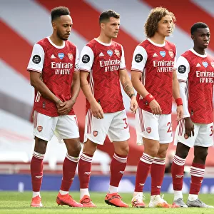 Arsenal's Star Quartet: Aubameyang, Xhaka, Luiz, and Nketiah in Action Against Watford (2019-2020)