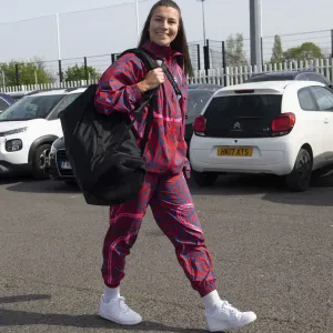 Arsenal's Steph Catley Arrives at Meadow Park Ahead of FA Cup Semi-Final vs Chelsea Women
