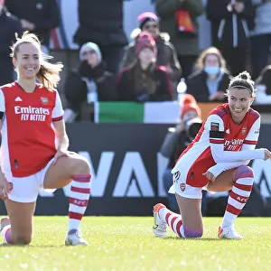 Arsenal's Steph Catley Kneels in Solidarity: Arsenal Women vs Manchester United Women (FA WSL, 2021-22)