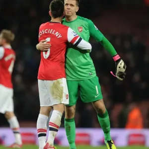 Arsenal's Szczesny and Koscielny: United in Victory after Arsenal v Southampton (2013-14)