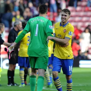 Arsenal's Szczesny and Ramsey Share a Laugh: Sunderland v Arsenal, 2013-14 Premier League Arsenal's Szczesny and Ramsey Share a Laugh: Sunderland v Arsenal, 2013-14 Premier League