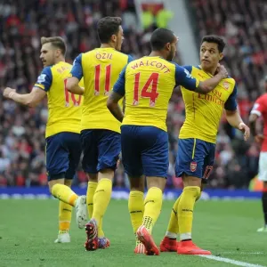 Arsenal's Theo Walcott and Alexis Sanchez Celebrate Goal Against Manchester United, Premier League 2014-15 Arsenal's Theo Walcott and Alexis Sanchez Celebrate Goal Against Manchester United, Premier League 2014-15