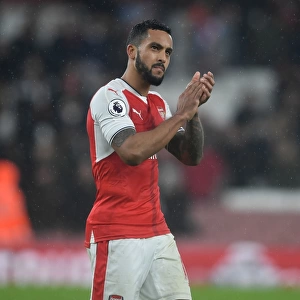 Arsenal's Theo Walcott Celebrates with Fans after Arsenal v Watford Match, Premier League 2016-17