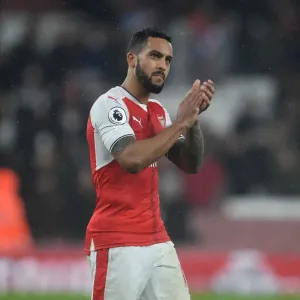 Arsenal's Theo Walcott Celebrates with Fans after Arsenal v Watford Match, Premier League 2016-17