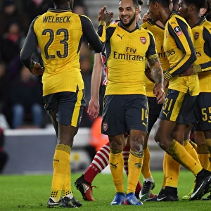 Arsenal's Theo Walcott and Danny Welbeck Celebrate Third Goal in FA Cup Match vs Southampton (2016-17)