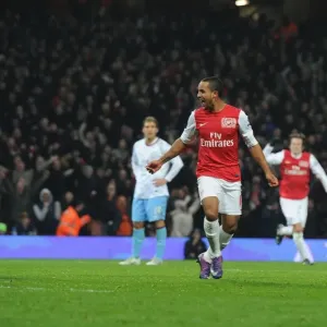 Arsenal's Theo Walcott, Robin van Persie, and Alex Oxlade-Chamberlain Celebrate Goals Against Aston Villa in FA Cup Fourth Round