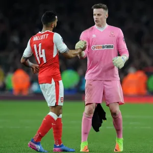Arsenal's Theo Walcott Shakes Hands with Paul Farman of Lincoln City - Emirates FA Cup Quarter-Final Arsenal's Theo Walcott Shakes Hands with Paul Farman of Lincoln City - Emirates FA Cup Quarter-Final