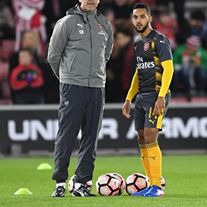 Arsenal's Theo Walcott and Steve Bould Before Southampton FA Cup Clash