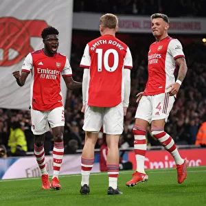 Arsenal's Thomas Partey and Emile Smith Rowe Celebrate First Goal vs. Aston Villa (2021-22)
