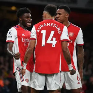 Arsenal's Thomas Partey Scores First Goal, Celebrates with Magalhaes and Aubameyang vs Aston Villa (2021-22) Arsenal's Thomas Partey Scores First Goal, Celebrates with Magalhaes and Aubameyang vs Aston Villa (2021-22)