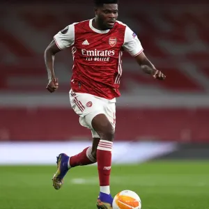 Arsenal's Thomas Partey in UEFA Europa League Quarterfinal vs Slavia Praha at Empty Emirates Stadium