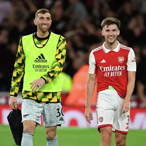 Arsenal's Tierney and Turner Celebrate Victory Over Aston Villa in 2022-23 Premier League