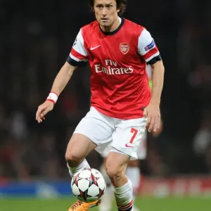 Arsenal's Tomas Rosicky in Action Against Napoli, UEFA Champions League 2013-14 Arsenal's Tomas Rosicky in Action Against Napoli, UEFA Champions League 2013-14