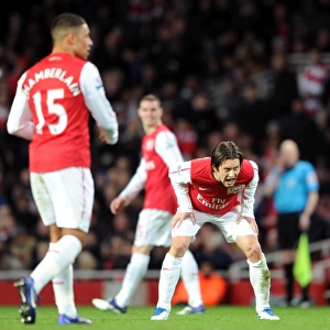Arsenal's Tomas Rosicky Fights for Victory Against Manchester United (2011-12)
