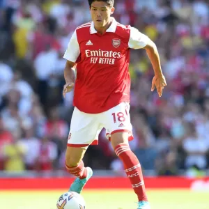 Arsenal's Tomiyasu in Action against Leicester City - Premier League 2022-23 Arsenal's Tomiyasu in Action against Leicester City - Premier League 2022-23