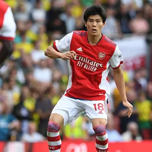 Arsenal's Tomiyasu in Action against Norwich City (2021-22)