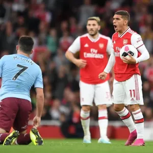 Arsenal's Torreira in Action against Aston Villa in 2019-20 Premier League