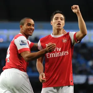 Arsenal's Triumph: Theo Walcott and Samir Nasri's Jubilant Celebration of Bendtner's Goal (3-0 vs Manchester City, 2010) Arsenal's Triumph: Theo Walcott and Samir Nasri's Jubilant Celebration of Bendtner's Goal (3-0 vs Manchester City, 2010)