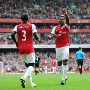 Arsenal's Triumph: Alex Song and Bacary Sagna Celebrate 3-0 Over Bolton Wanderers Arsenal's Triumph: Alex Song and Bacary Sagna Celebrate 3-0 Over Bolton Wanderers