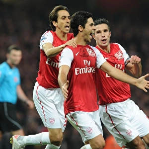 Arsenal's Triumph: Arteta, Benayoun, van Persie Celebrate Goals Against West Bromwich Albion (2011-12)