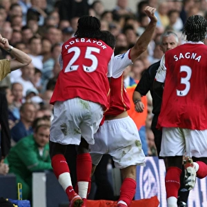 Arsenal's Triumph: Fabregas, Adebayor, Sagna and the Team Celebrate a Goal Against Tottenham, FA Premier League 2007