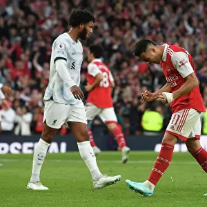 Arsenal's Triumph: Martinelli Celebrates Saka's Goal vs. Liverpool in the 2022-23 Premier League