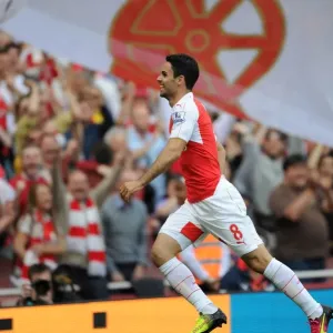 Arsenal's Triumph: Mikel Arteta's Euphoric Moment after Scoring the Fourth Goal vs. Aston Villa (2015-16) Arsenal's Triumph: Mikel Arteta's Euphoric Moment after Scoring the Fourth Goal vs. Aston Villa (2015-16)