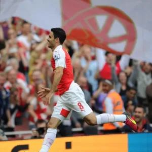Arsenal's Triumph: Mikel Arteta's Exultant Moment After Scoring the Fourth Goal vs. Aston Villa (2015-16) Arsenal's Triumph: Mikel Arteta's Exultant Moment After Scoring the Fourth Goal vs. Aston Villa (2015-16)