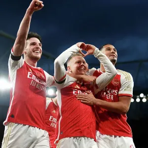 Arsenal's Triumph Print: Zinchenko Celebrates Third Goal vs Burnley