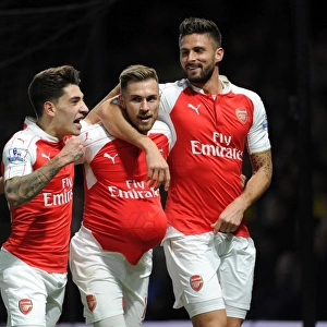 Arsenal's Triumph: Ramsey, Giroud, Bellerin in Glory: Celebrating Goals Against Watford (2015/16)