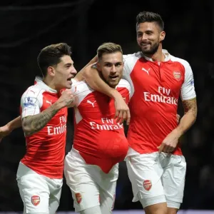 Arsenal's Triumph: Ramsey, Giroud, Bellerin in Glory: Celebrating Goals Against Watford (2015/16)