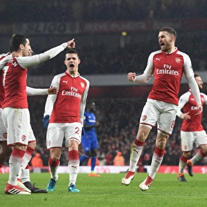Arsenal's Triumph: Ramsey, Iwobi, Mkhitaryan Celebrate Goals Against Everton (2017-18)