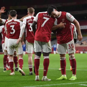 Arsenal's Triumph: Saka and Martinelli Celebrate Goals Against Chelsea (Premier League 2020-21)