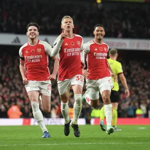 Arsenal's Triumph: Unforgettable Goal Celebration by Zinchenko, Rice, and Saliba (2023-24) Arsenal's Triumph: Unforgettable Goal Celebration by Zinchenko, Rice, and Saliba (2023-24)