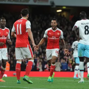 Arsenal's Triumph: Walcott, Welbeck, Ozil Celebrate Goals Against West Ham Arsenal's Triumph: Walcott, Welbeck, Ozil Celebrate Goals Against West Ham